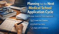 Strategic medical school application planning setup highlighting early preparation and timeline building.